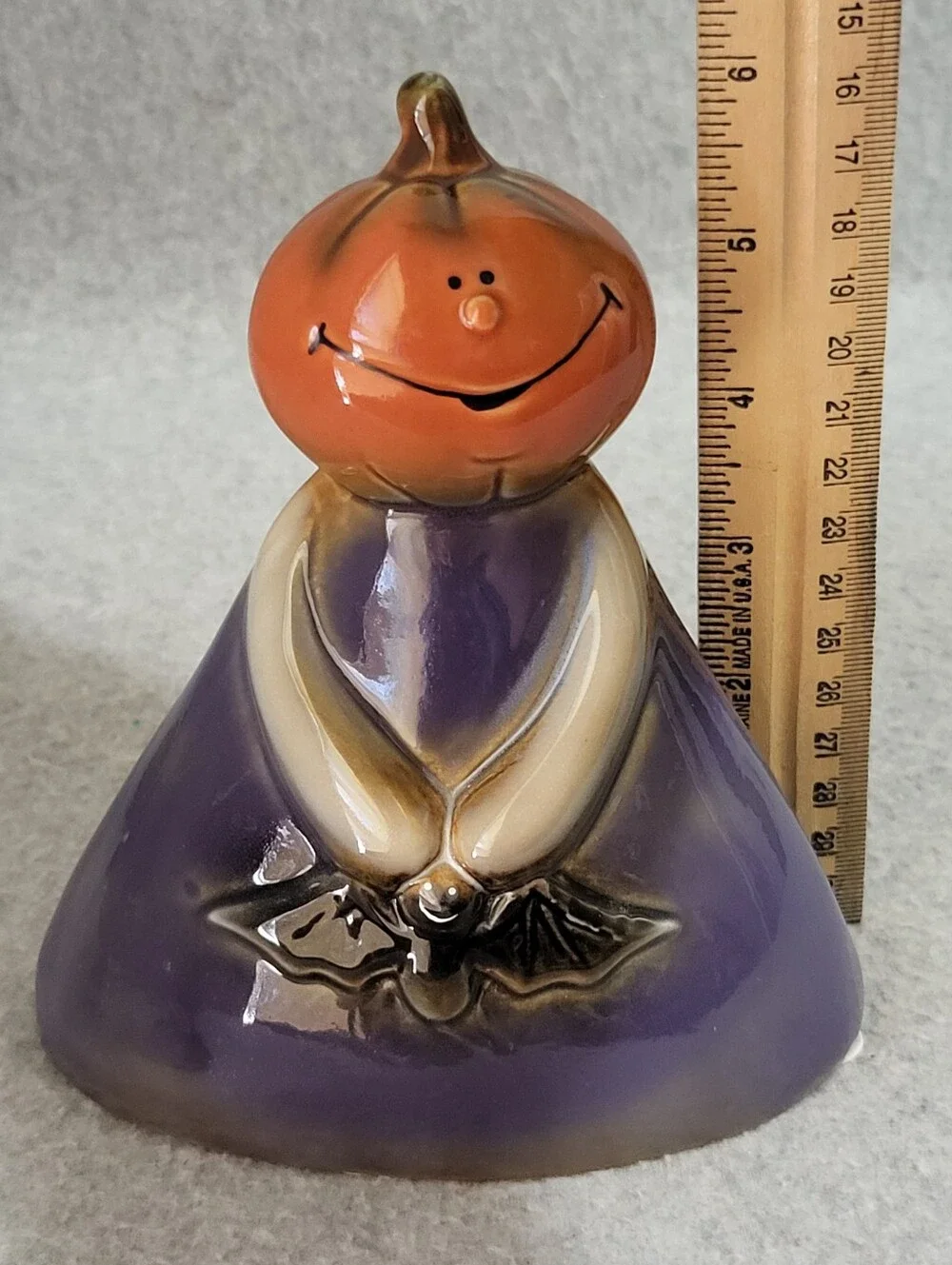 Vtg Tii Collections Halloween Pumpkin Bat Purse Ceramic Figurine Decor Retro MCM